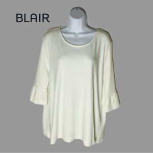 Blair XL Cream 3/4 Bell Sleeve Boxy Blouse EUC Soft